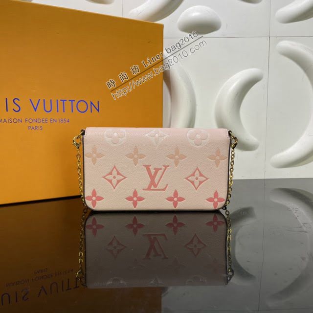 LOUIS VUITTON專櫃新款包包 路易威登Pochette Félicie鏈條包 LV字母漸變翻蓋信封女包  ydh4106